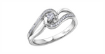 Load image into Gallery viewer, 10K White Gold Curved Round Diamond Engagement Ring
