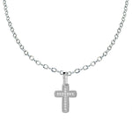 Load image into Gallery viewer, Polished Stainless Steel Cubic Zirconiums Cross Pendant Necklace
Coll
