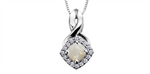 Load image into Gallery viewer, 10K White Gold Halo Polished Opal Diamonds Pendant Necklace

PENDANT
