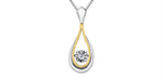 Load image into Gallery viewer, Silver + 10K Yellow Gold Pear Polished Dancing Stone Pendant Necklace
