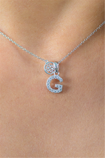 Load image into Gallery viewer, White Sterling Silver Initial &quot;G&quot; Polished Pendant Necklace

PENDANT
