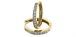 Load image into Gallery viewer, 10K Yellow Gold Diamonds Small Hoop Earrings
