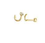 Load image into Gallery viewer, 14K Yellow Gold Corkscrew Nose Ring with Diamond 
Collection: Sparkles
