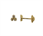 Load image into Gallery viewer, Kid's 10K Yellow Gold Three Stones CZ Stud Earrings

Dimensions: 4.5