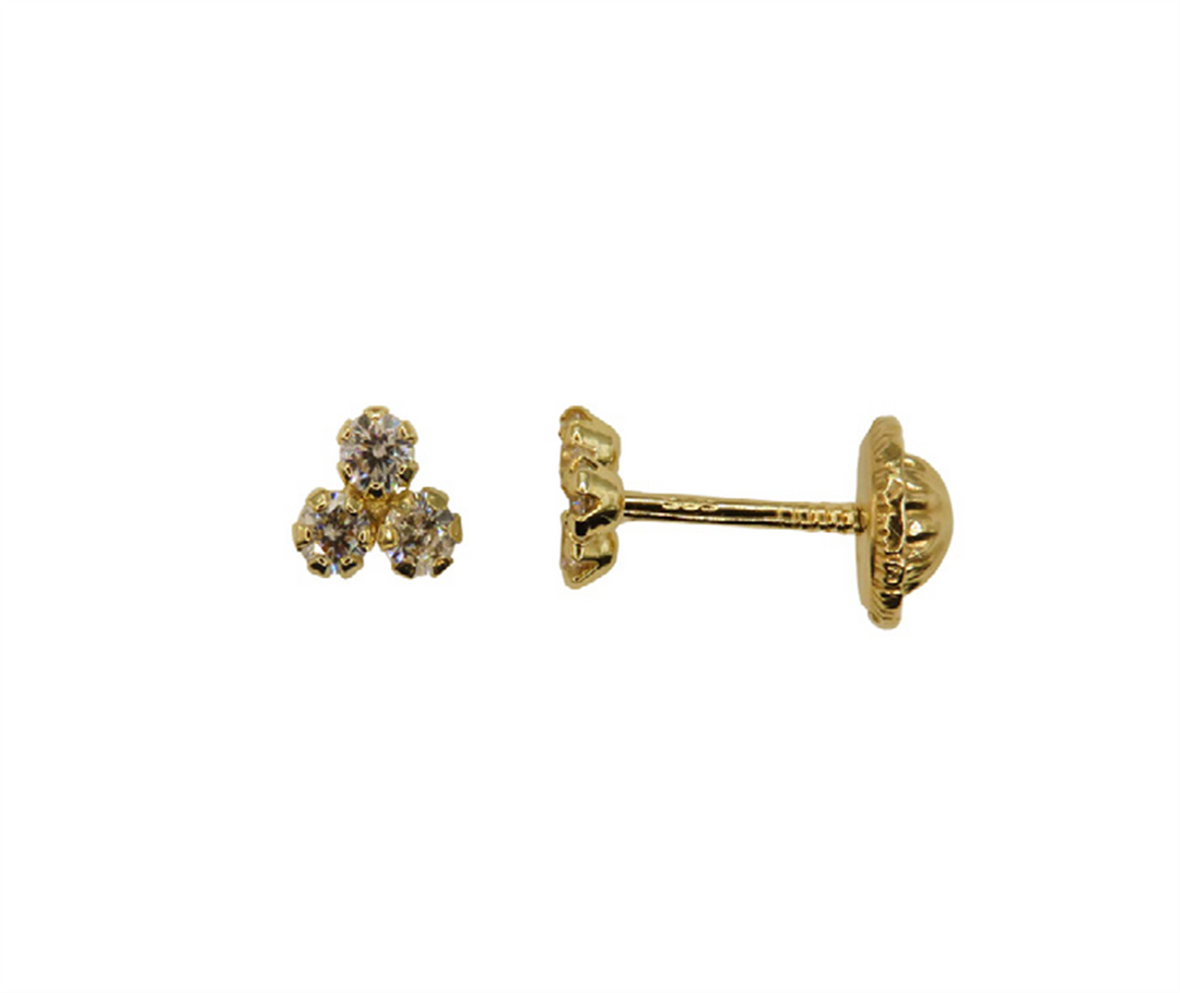 Kid's 10K Yellow Gold Three Stones CZ Stud Earrings

Dimensions: 4.5