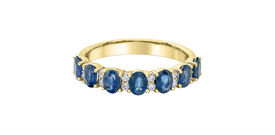 10K Yellow Gold Single Row Sapphires and Diamonds Band
Primary Stone:
