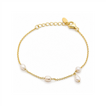 Load image into Gallery viewer, Sterling Silver Yellow Gold Vermeil Pearl Open Link Bracelet 
Total S