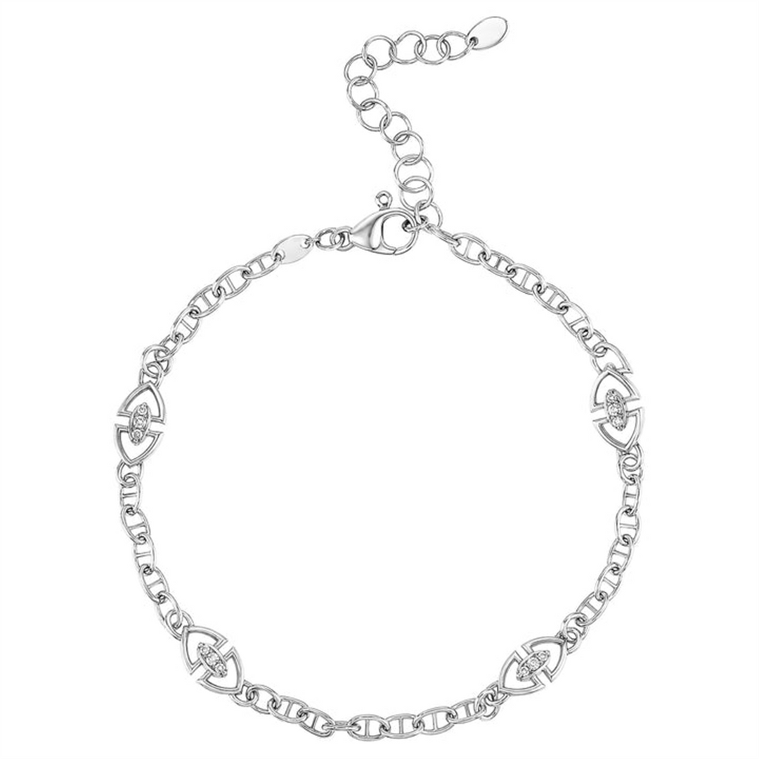 White Sterling Silver Heritage Station Marine Bracelet 
Top Width: 3m