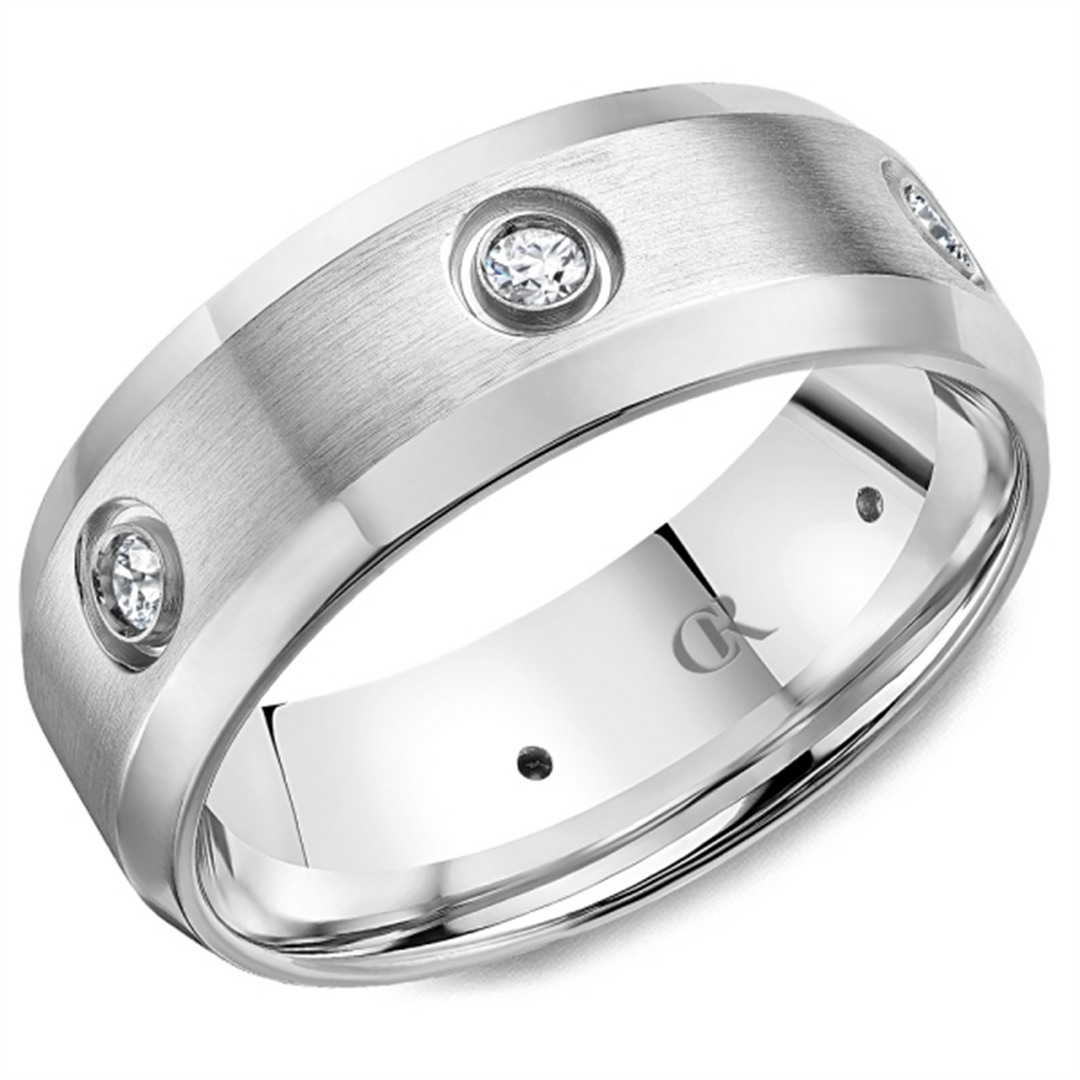 Men's White Gold Bevel Diamond Band 
Total Diamonds: 0.23cttw
Top Wi