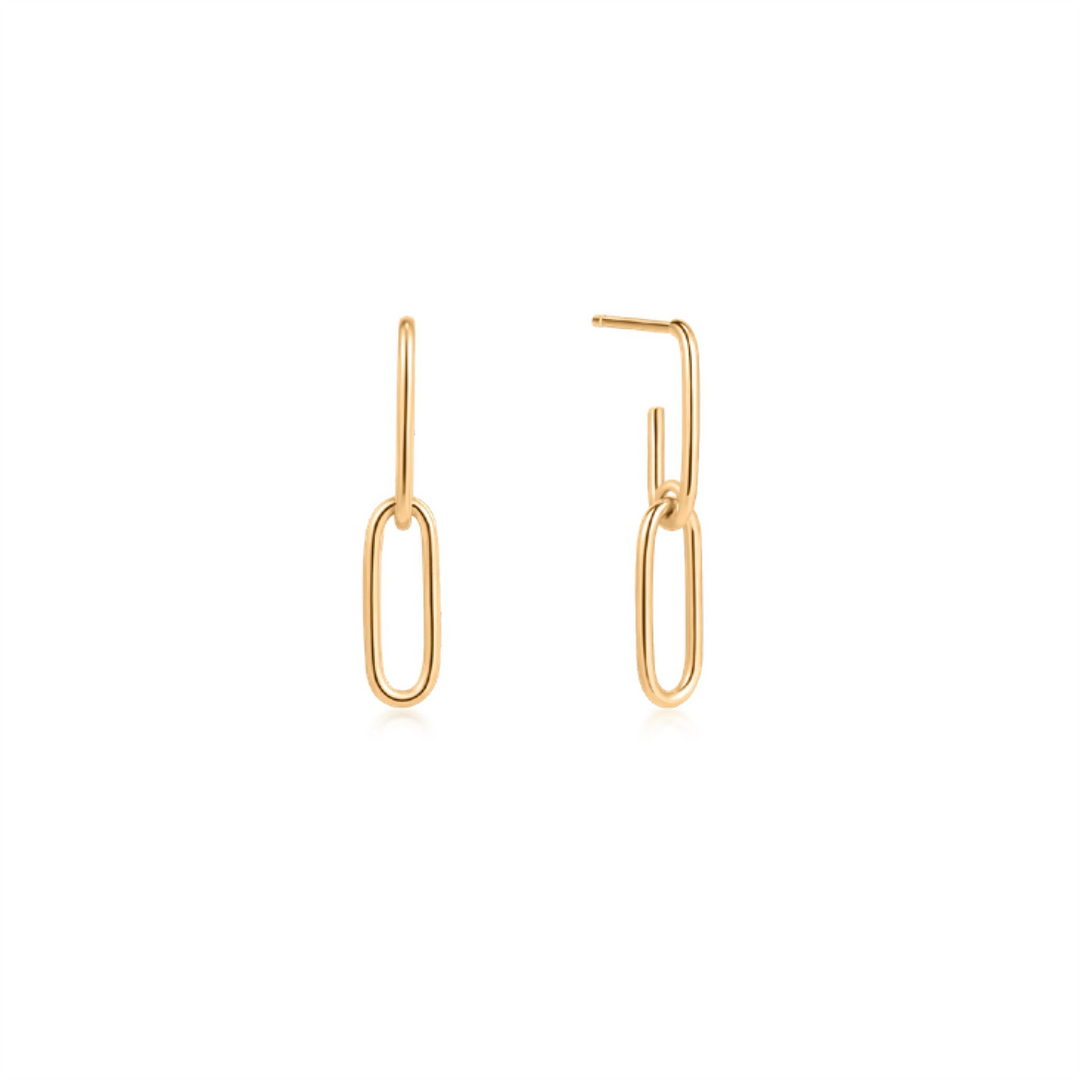 10K Yellow Gold Paperclip Drop Polished Stud Earrings 
 
Dimensions: