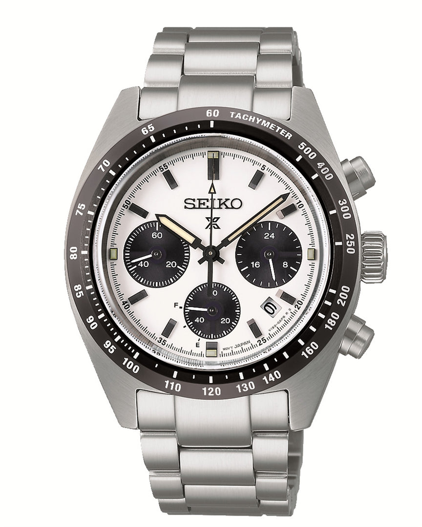 SEIKO Men's Stainless Steel Solar Sport Watch with White Dial
