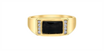 Load image into Gallery viewer, Men&#39;s 10K Yellow Gold Signet Onyx and Diamonds Ring
