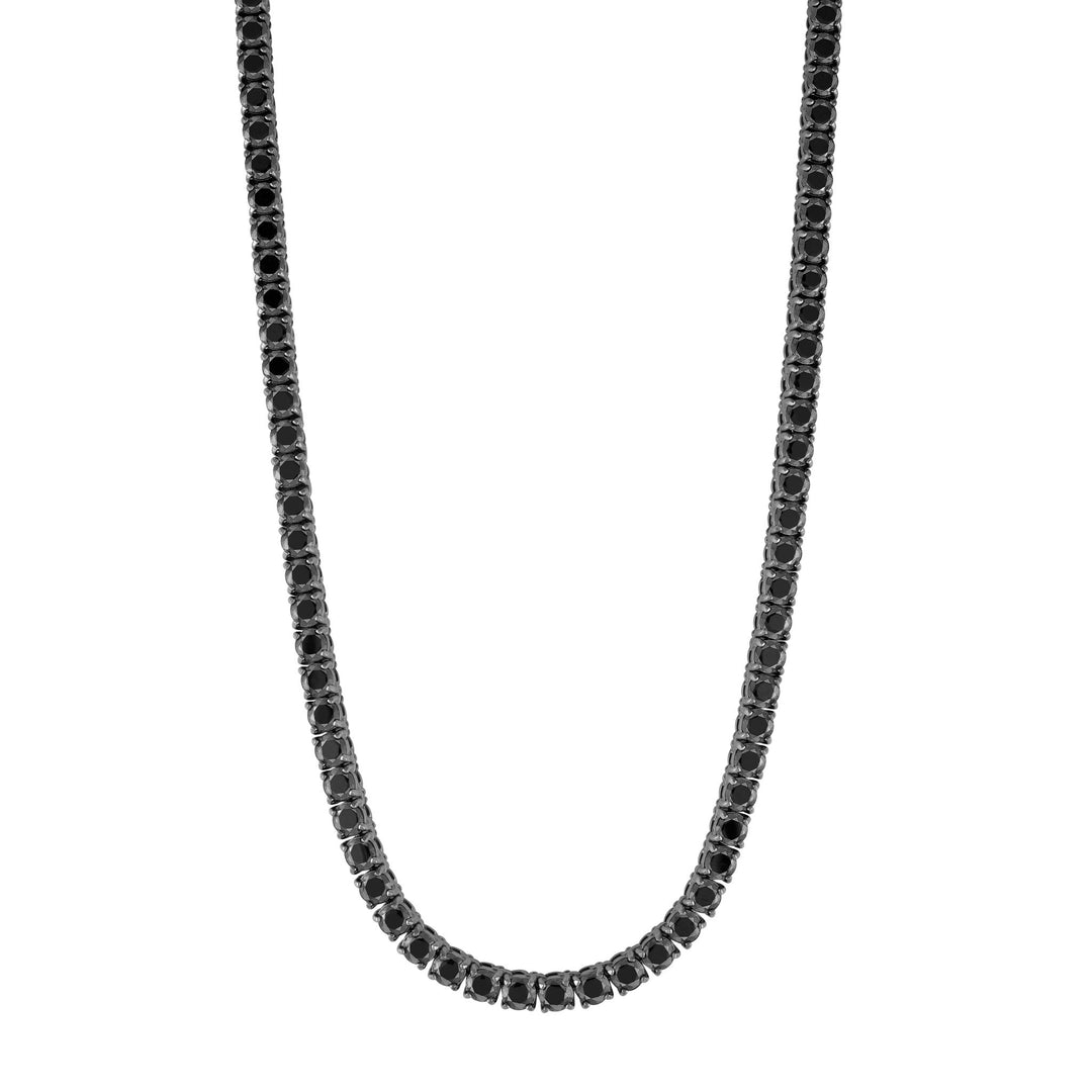 Black Stainless Steel with Cubic Zirconium 
Length: 20"