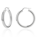 Load image into Gallery viewer, White Sterling Silver Polished Large Hoop Earrings
Earring Length/Dia