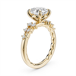 Load image into Gallery viewer, 14K Yellow Gold Side Stones Diamond Engagement Ring Semi-Mount
Fits C