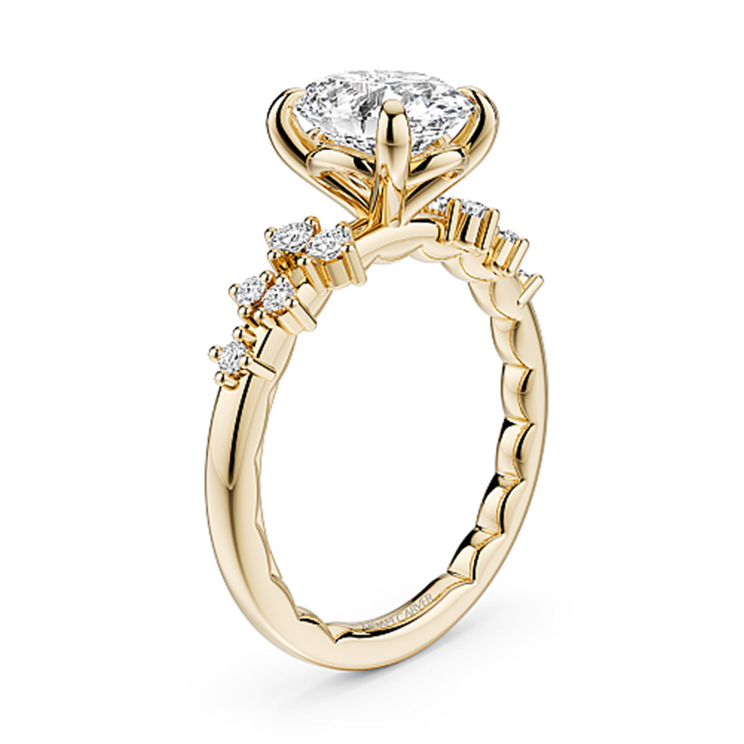 14K Yellow Gold Side Stones Diamond Engagement Ring Semi-Mount
Fits C