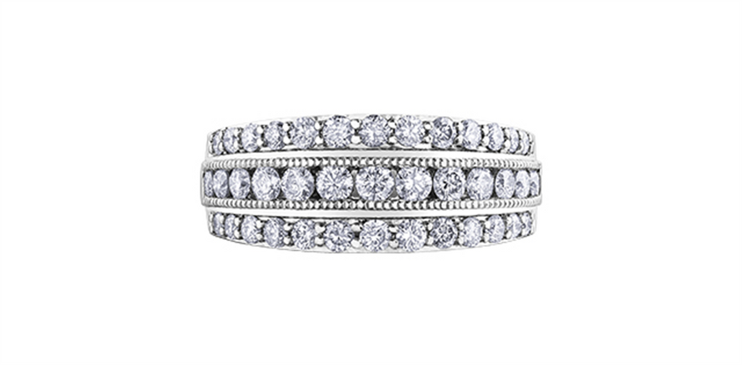 Lady's 10K White Gold Multi Row Diamond Band 
Total Diamonds: 1.01 ct