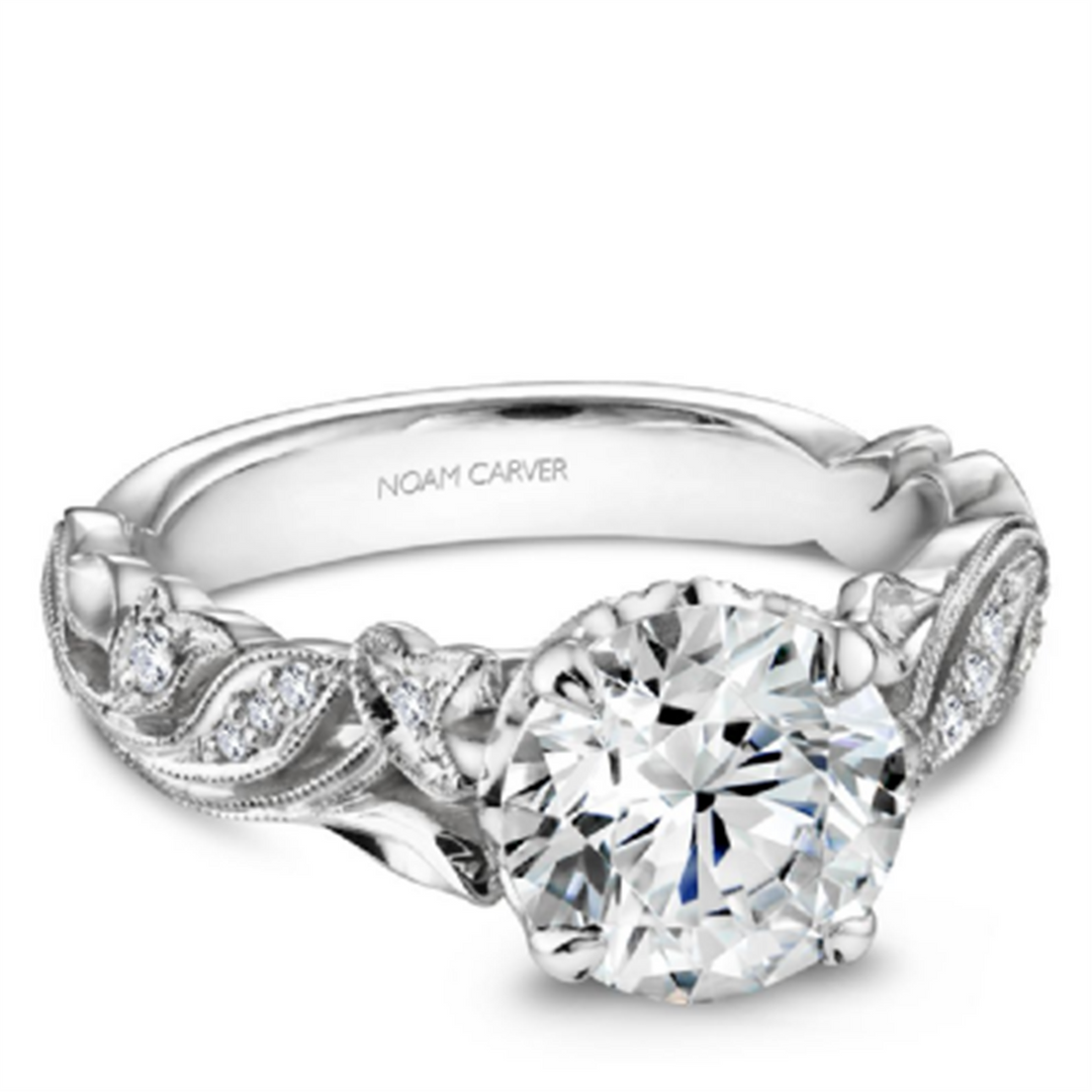 White Gold Floral Diamond Semi-Mount