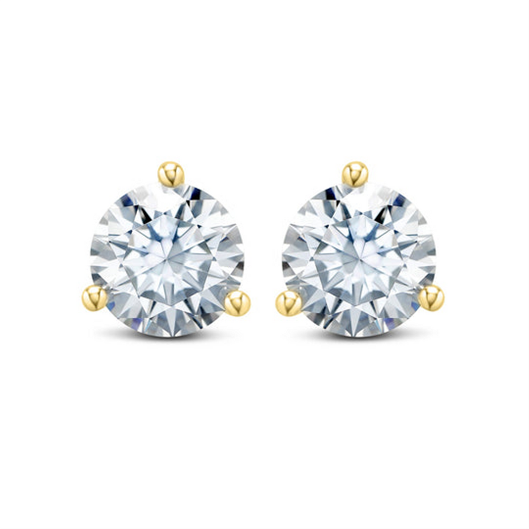 Yellow Gold Vermeil Sterling Silver Cubic Zirconiums Round Polished St