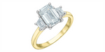 Load image into Gallery viewer, 14K Yellow &amp; White Gold 3 Stone Emerald Lab Diamond Engagement Ring
C
