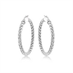 Load image into Gallery viewer, White Sterling Silver Twist Polished Medium Hoop Earrings
Earring Len
