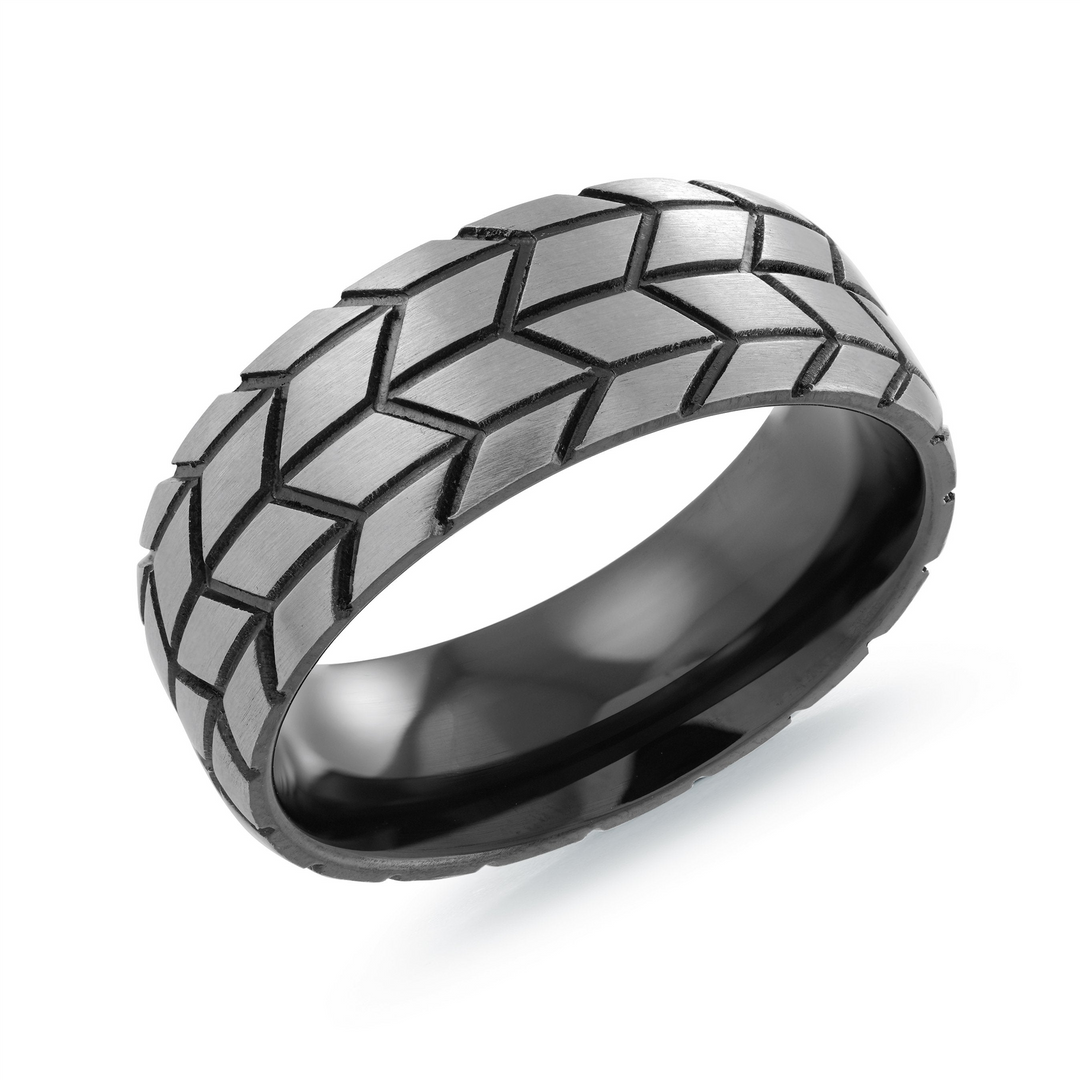 Satin Black Stainless Steel Domed Band 
Width: 8mm 
Size: 10