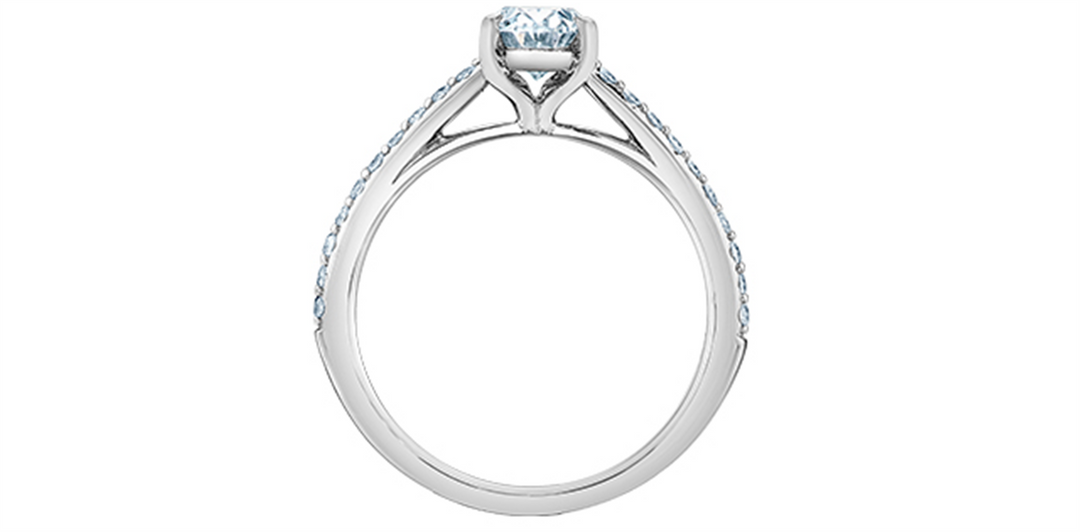 14K White Gold Side Stones Oval Lab Diamond Engagement Ring