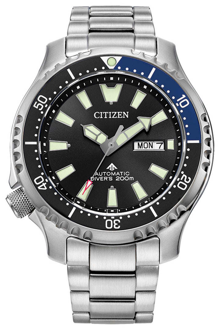 CITIZEN Men's Stainless Steel Automatic Divers Watch with Black Dial