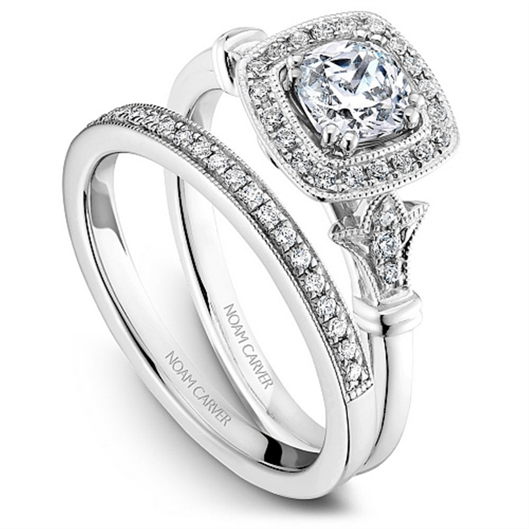 White & Rose Gold Vintage Diamond Engagement Ring Semi-Mount
Fits Cen