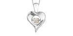 Load image into Gallery viewer, Sterling Silver Gold Heart Opal Dancing Stone Pendant Necklace
