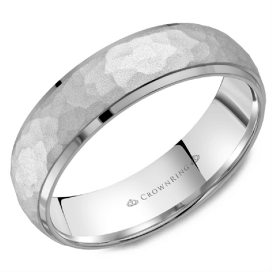 Men's Gold Domed Band with Hammered Finish
