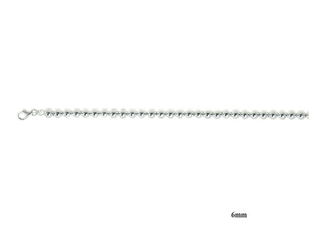 Sterling Silver Bead Bracelet 
Top Width: 6mm
Length: 7.5"