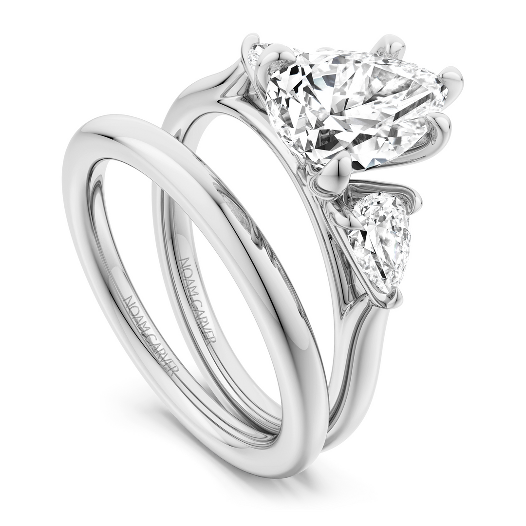 White Gold 3 Stone Diamond Engagement Ring Semi-Mount
Fits Centre: 2.