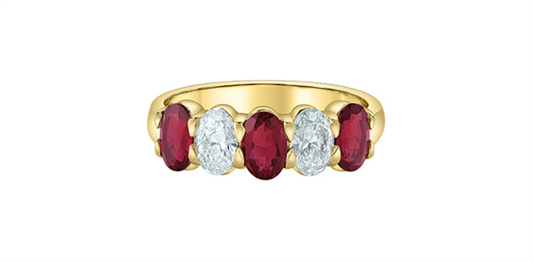 10K Yellow Gold Single Row Lab Rubies and Lab Diamonds Band
Primary S
