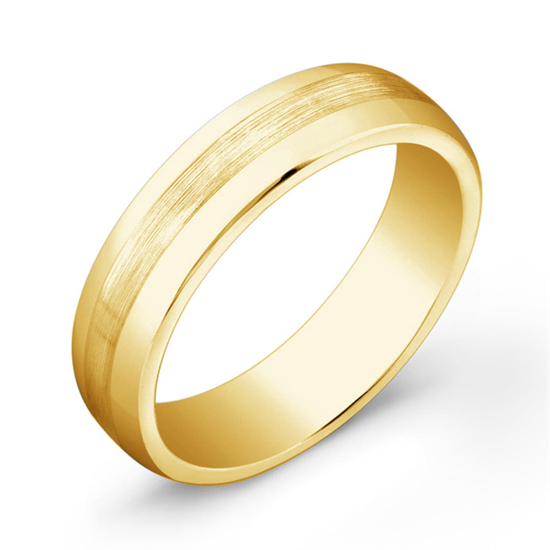 Gold Tungsten Multi Finish Domed Band Band 
Width: 6mm