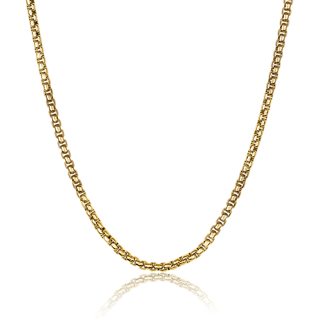Gold Stainless Steel Round Box Chain 
Length: 20"