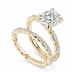 Load image into Gallery viewer, Yellow Gold Side Stones Diamond Engagement Ring Semi-Mount
Fits Centr