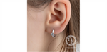 Load image into Gallery viewer, 10K White Gold Knife Edge Round Lab Diamonds Small Hoop Earrings
Tota
