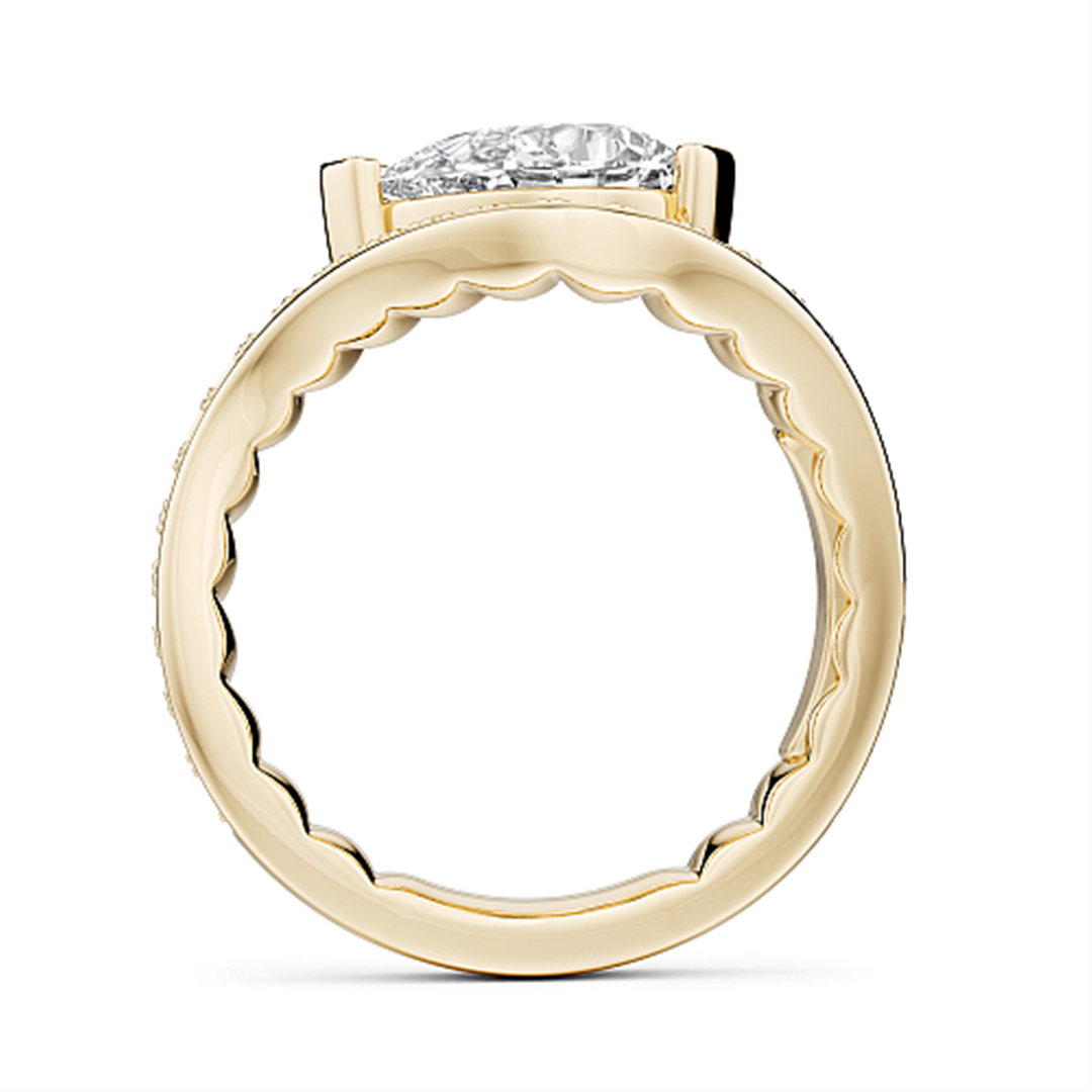 Yellow Gold Unique Diamond Engagement Ring Semi-Mount
Fits Centre: 2.