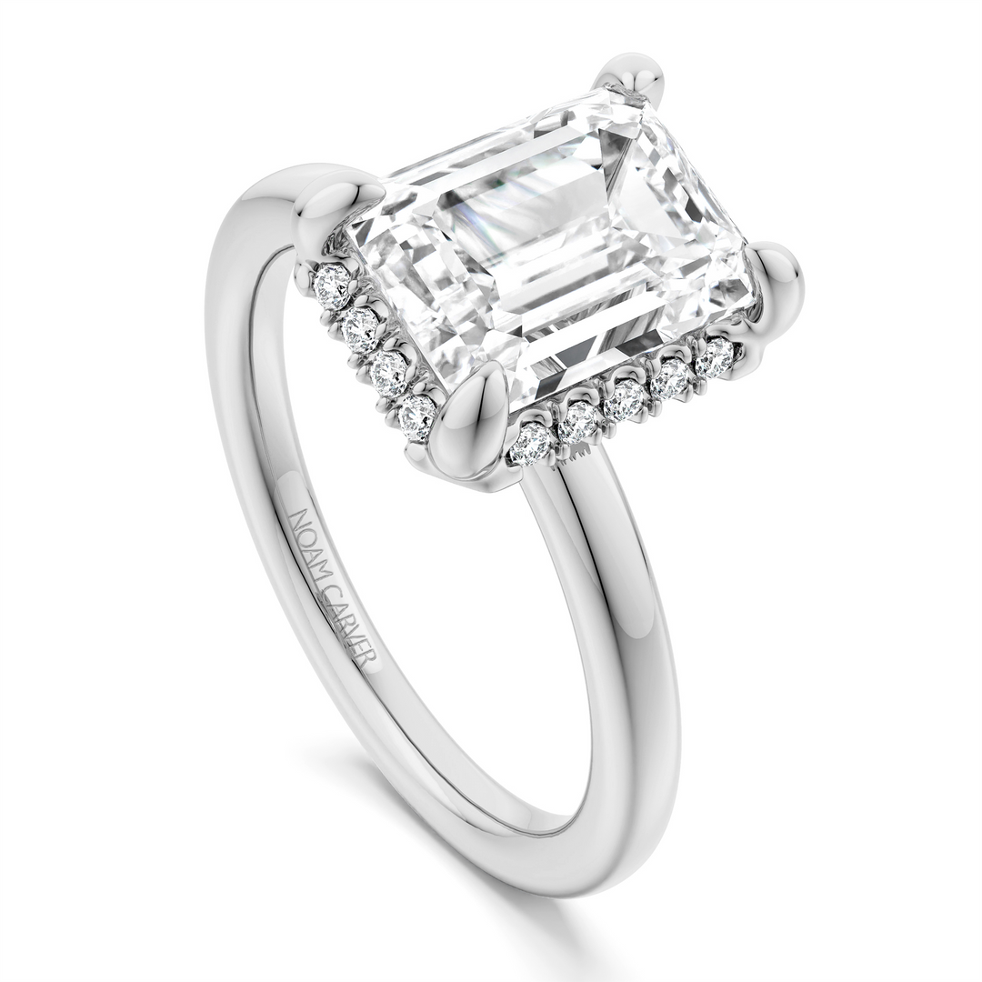14K White Gold Hidden Halo Diamond Engagement Ring Semi-Mount
Fits Ce