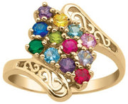 Personalized White Gold Geometric Family Ring 
Number of stones available: 2 - 12