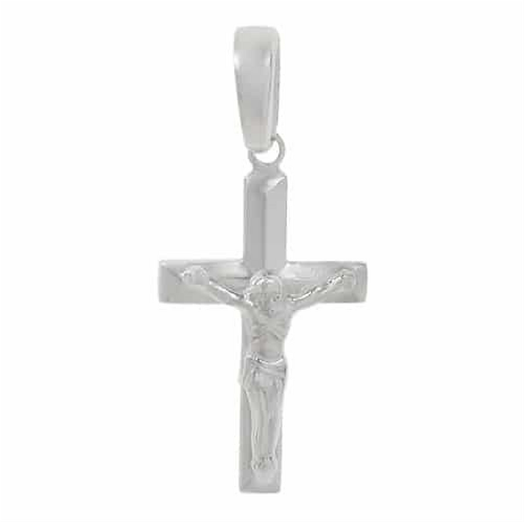 Sterling Silver Polished Crucifix Religious Pendant 
Length: 20mm