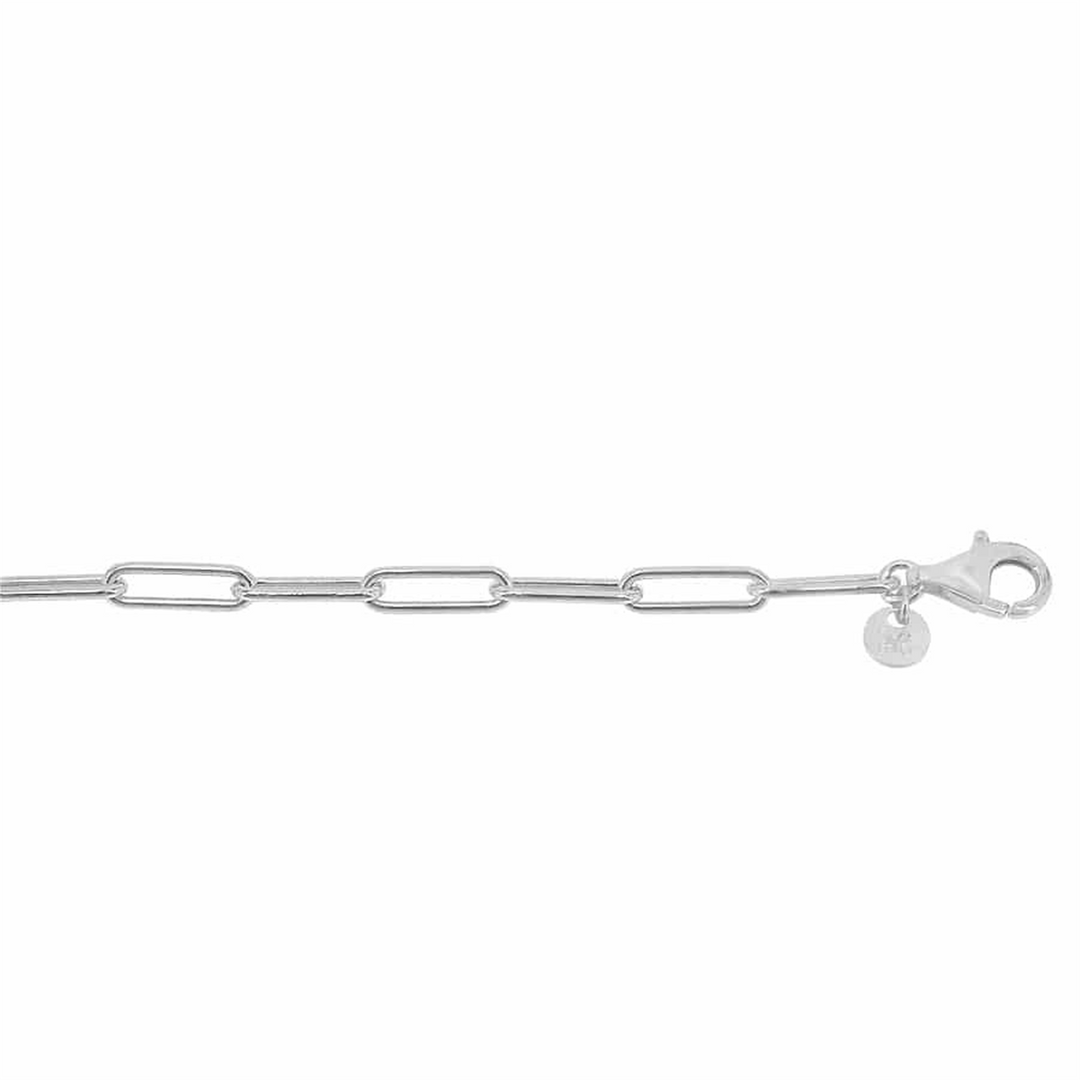 White Sterling Silver Paperclip Bracelet 
Top Width: 4.4mm
Length: 7