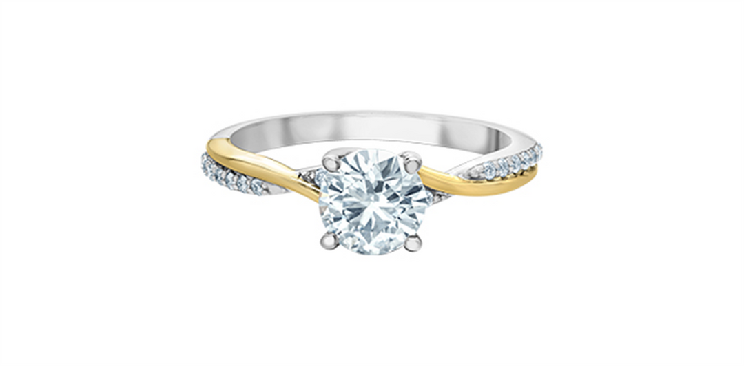 14K Yellow & White Gold Intertwined Round Lab Diamond Engagement Ring