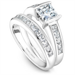 Load image into Gallery viewer, White Gold Side Stones Diamond Engagement Ring Semi-Mount
Fits Centre