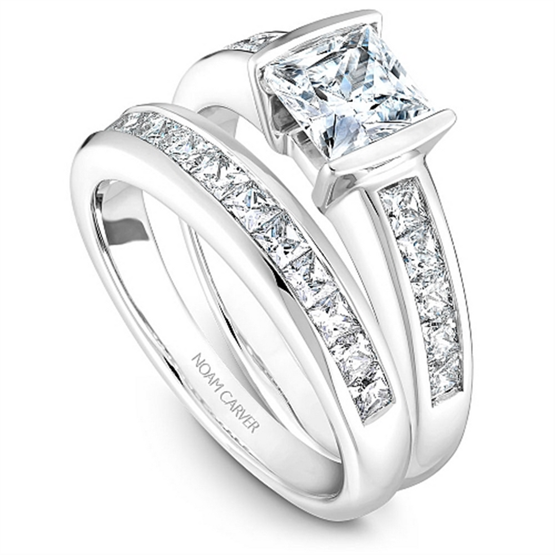 White Gold Side Stones Diamond Engagement Ring Semi-Mount
Fits Centre