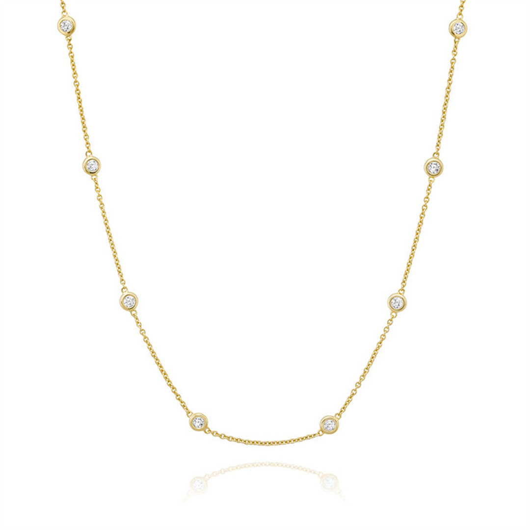 Yellow Gold Vermeil Sterling Silver Diamond by the Yard Polished Neckl