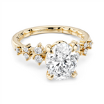 Load image into Gallery viewer, 14K Yellow Gold Side Stones Diamond Engagement Ring Semi-Mount
Fits C