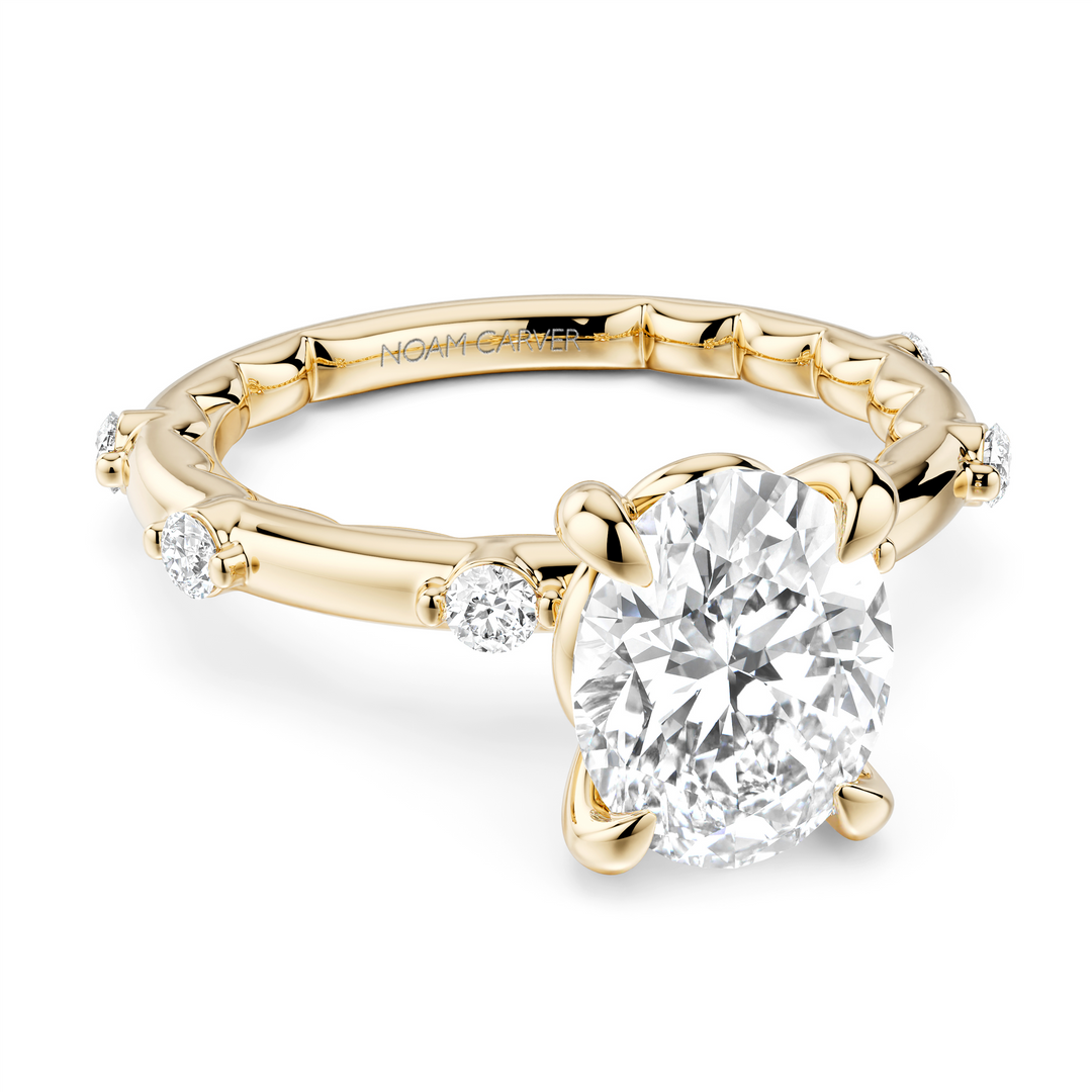 Yellow Gold Side Stones Diamond Engagement Ring Semi-Mount
Fits Centr