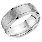 Load image into Gallery viewer, Men's White Gold Bevel Band with Hammered Finish 
Top Width: 8 mm
Ri